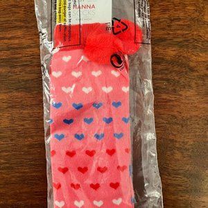 Hanna Andersson Knee Socks with hearts and pom poms